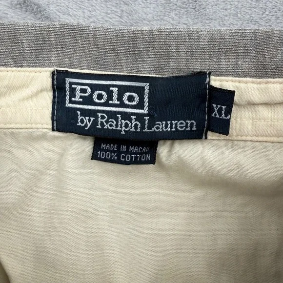 Vintage Polo Ralph Lauren Gray Striped Polo Shirt Cotton Classic Fit Mens XL - Picture 4 of 14